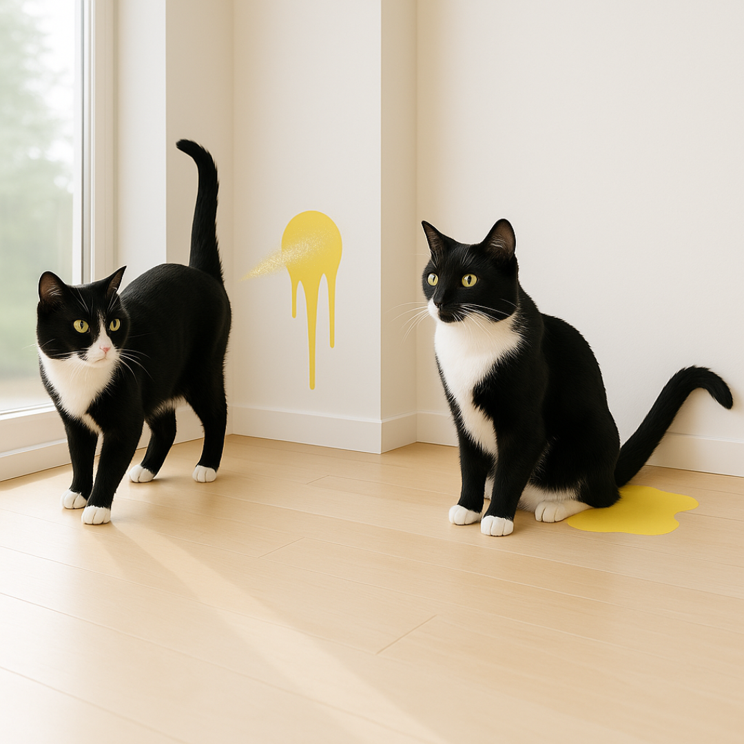 cat spraying vs cat urinating